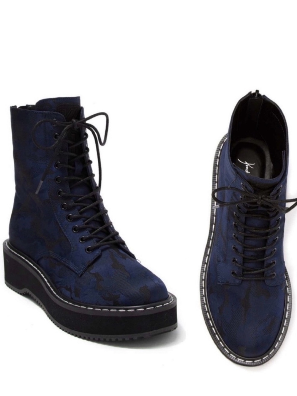 Kendall + Kylie Women's Hunt2 Combat Navy/Black Camo Boot Size 8
